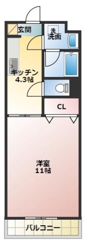 SUN DREAM(1DK/3階)の間取り写真