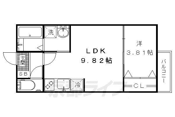 エスペランサ桃山(1LDK/3階)の間取り写真