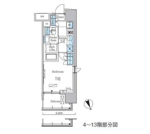 パークアクシス浅草・田原町(1K/11階)の間取り写真
