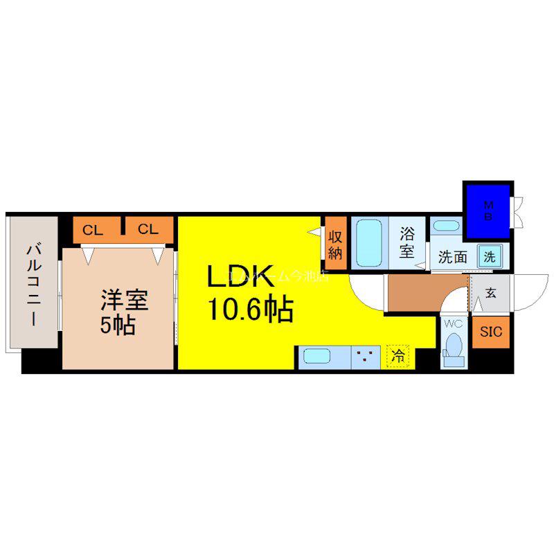 ザ・シンフォニア新栄(1LDK/6階)の間取り写真
