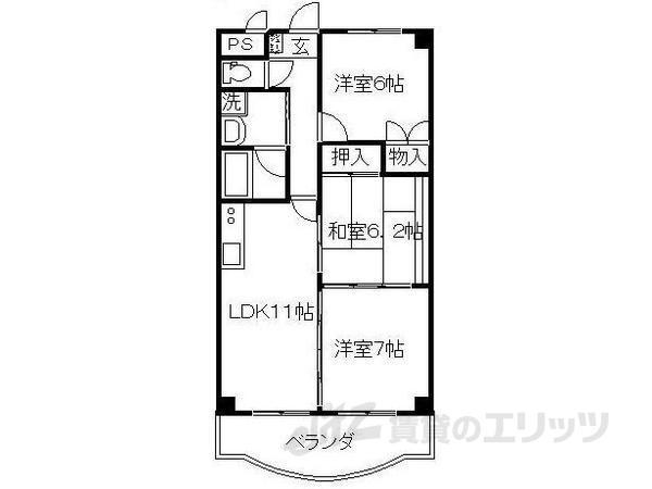 クレストYMD2(3LDK/3階)の間取り写真