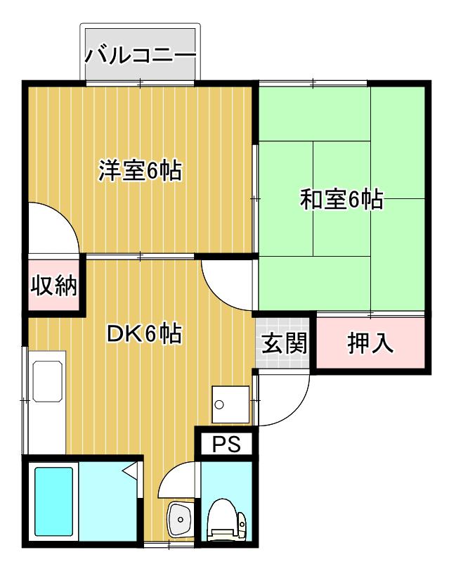 ハイツ遠藤(2DK/2階)の間取り写真