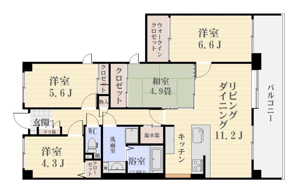 トーカンマンション鴨池502号(4LDK/5階)の間取り写真