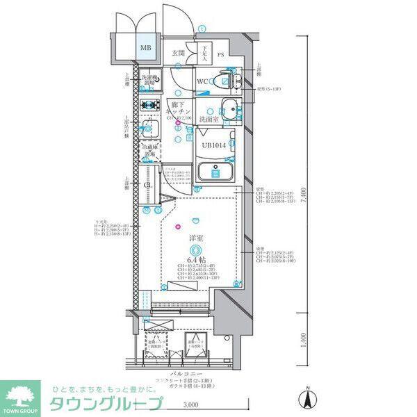 ディアレイシャス名古屋浄心II(1K/2階)の間取り写真