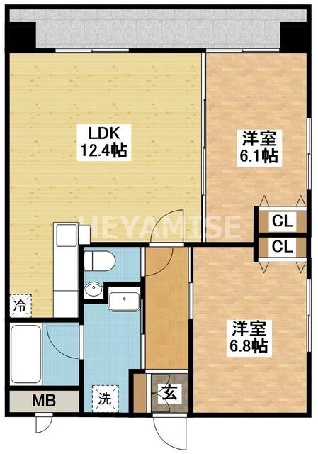 ABITI浜町(2LDK/11階)の間取り写真