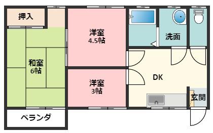 フーシャビレッジ(3DK/2階)の間取り写真