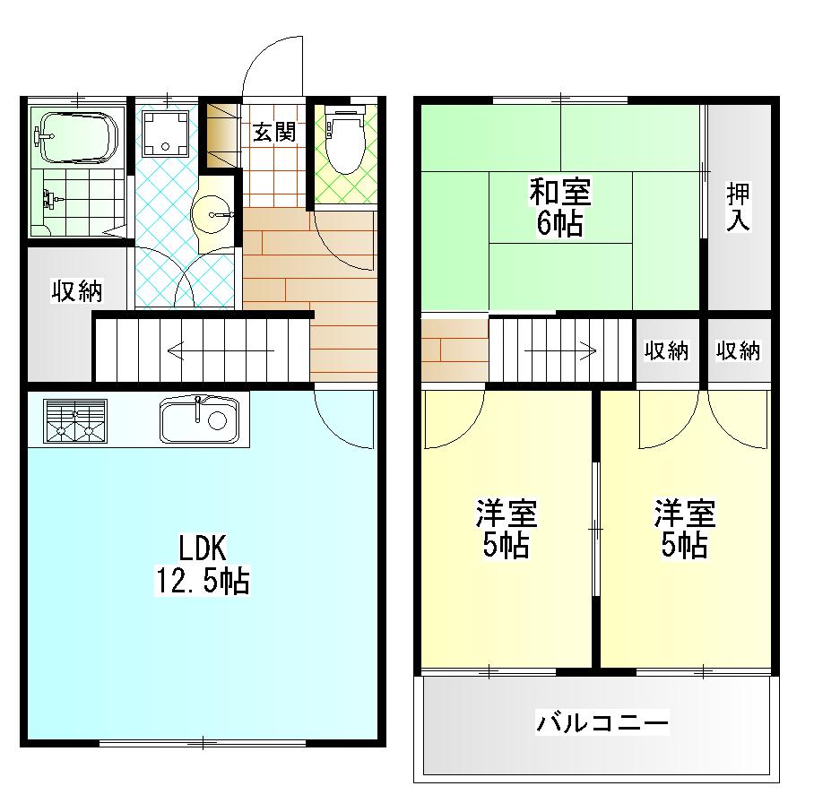 メゾンテイト(3LDK/2階)の間取り写真