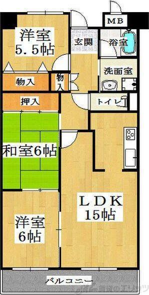 グランデパイース(3LDK/4階)の間取り写真