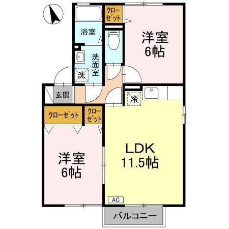 ウィルモア 土佐(2LDK/2階)の間取り写真