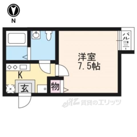 フラッティ丹波口(1K/3階)の間取り写真