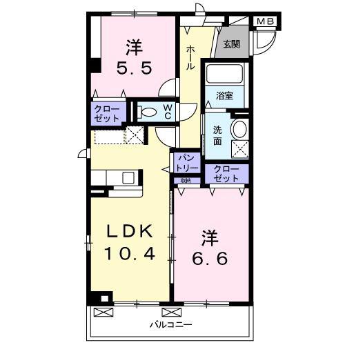 ハルサ クォーレ(2LDK/2階)の間取り写真