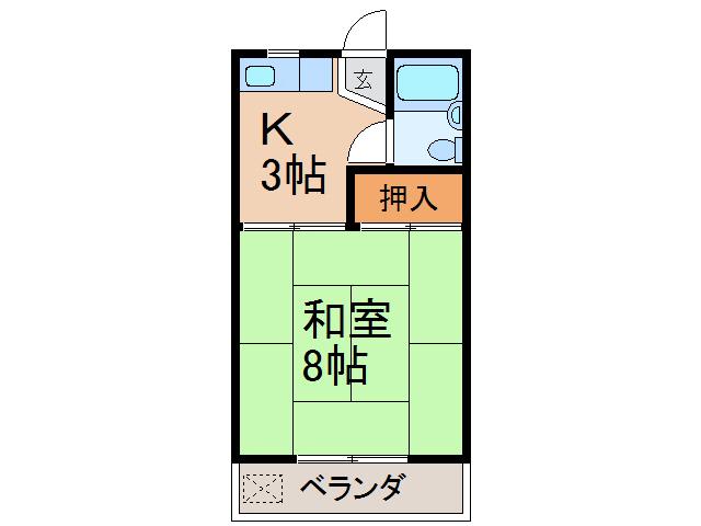 コーポあい(1K/2階)の間取り写真