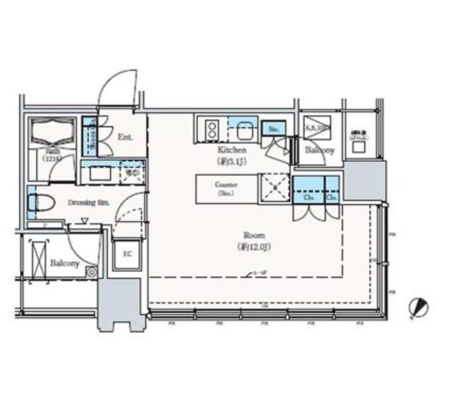 THE ROPPONGI TOKYO SUPERIOR RESIDEN(1K/5階)の間取り写真