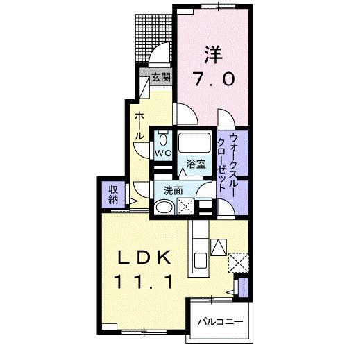 シーサイドビレッジC(1LDK/1階)の間取り写真