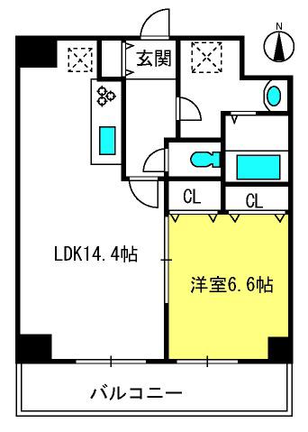 アクシーズタワー浦和岸町II(1LDK/8階)の間取り写真