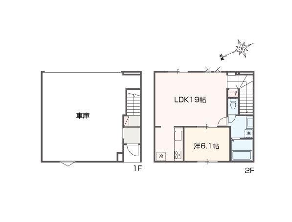 CASA GARAGE FIORIRE I(1LDK/1階)の間取り写真