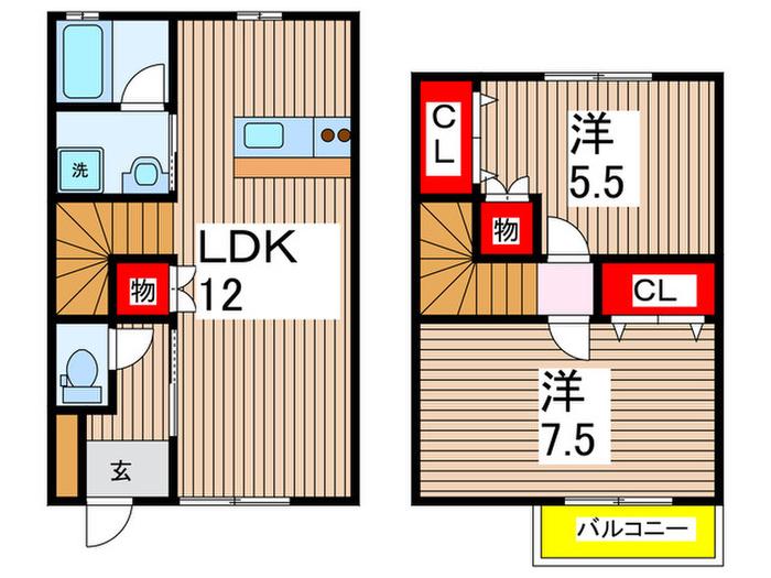 カーサ・ミツルギ(2LDK/1階)の間取り写真