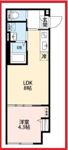 パトリア梅島(1LDK/2階)の間取り写真
