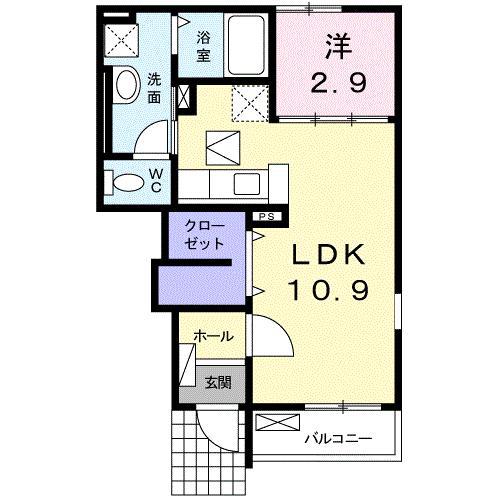 アリエッタ(1LDK/1階)の間取り写真