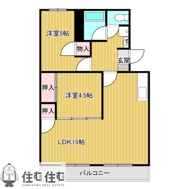 サンピアス豊田B(2LDK/3階)の間取り写真
