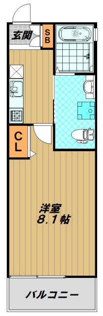 ワコーレヴィータ鷹取駅前(1K/2階)の間取り写真