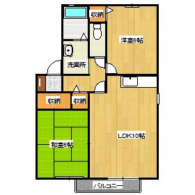 操山ハイツ(2LDK/2階)の間取り写真