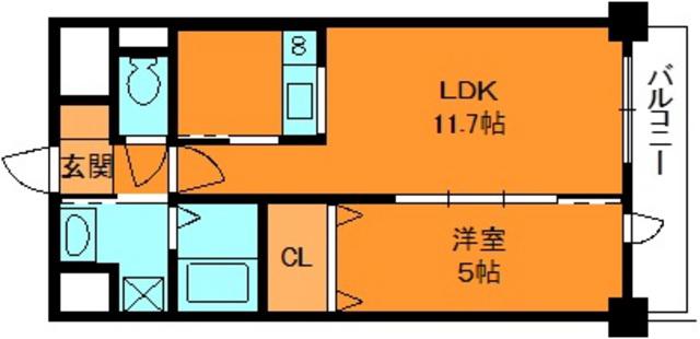 GLORIA(1LDK/3階)の間取り写真