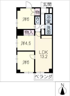 ハイツ秋桜(3LDK/3階)の間取り写真