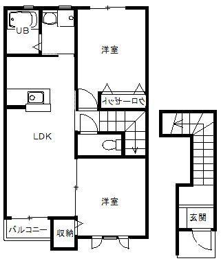SHA MAISON ヴィラーチェ・S(2LDK/2階)の間取り写真