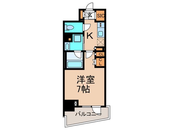 シーズンフラッツ大井町(1K/6階)の間取り写真