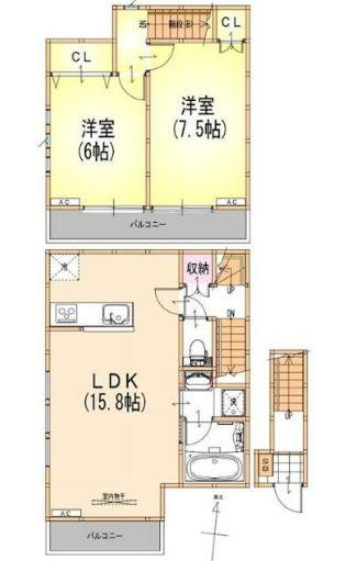 上池袋2丁目(2LDK/2階)の間取り写真