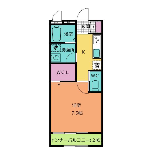 近鉄名古屋線 津新町駅 徒歩6分 2階建 築3年(1K/2階)の間取り写真