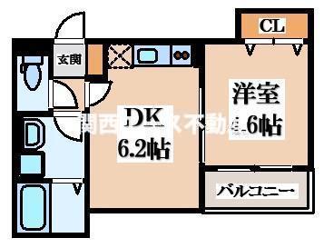 ジョイフルハウス岡山東(1DK/1階)の間取り写真