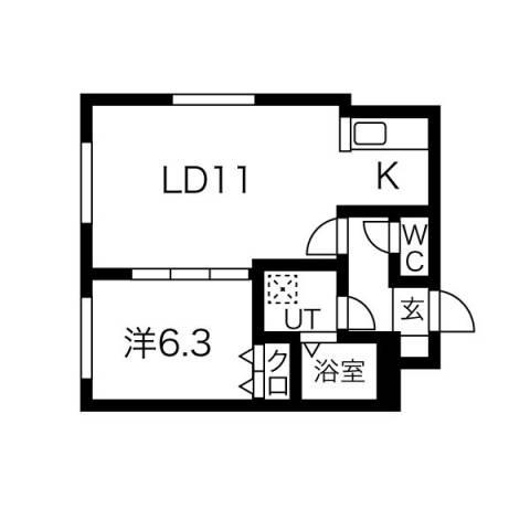 クラリス中島公園(1LDK/1階)の間取り写真