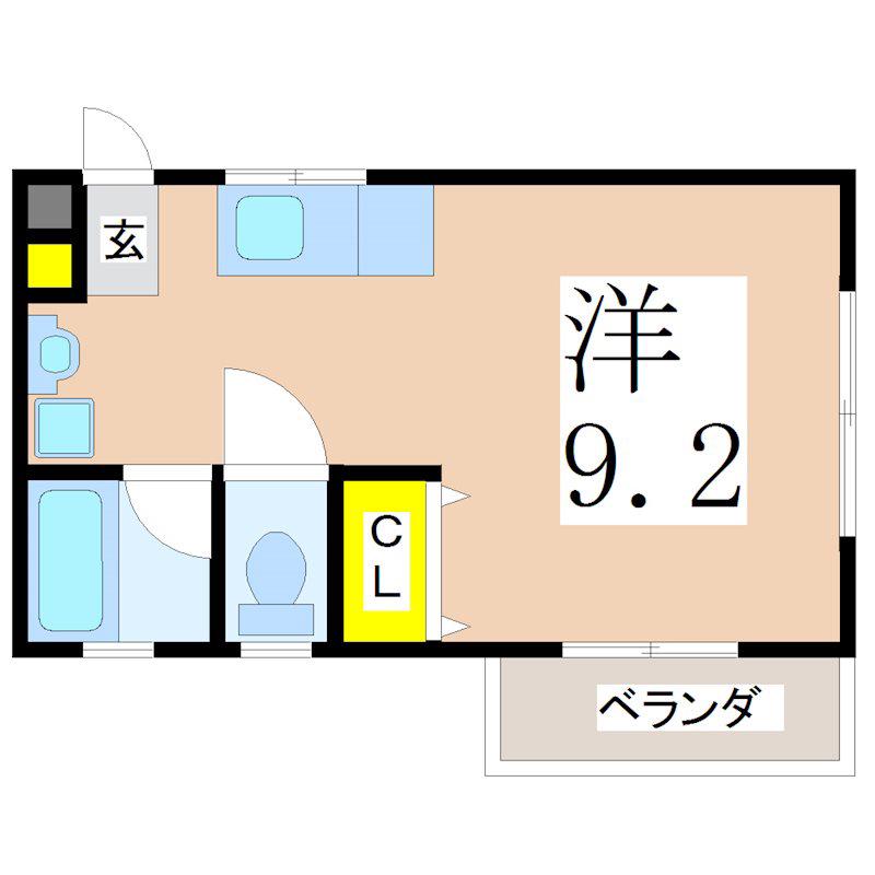 グリーンハイツ(ワンルーム/1階)の間取り写真