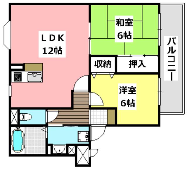 アランヴェール(2LDK/2階)の間取り写真
