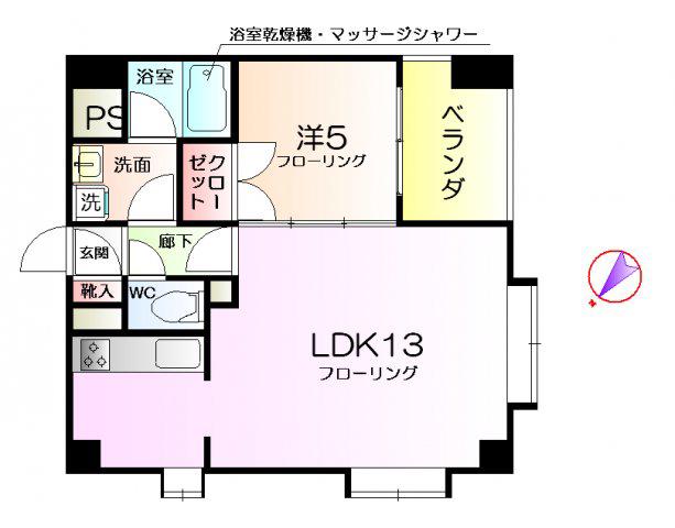 ワイズアーク堺東(1LDK/2階)の間取り写真