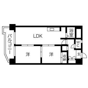 第6協和ビル(2LDK/9階)の間取り写真
