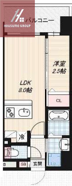 LUXE玉造南(1LDK/1階)の間取り写真