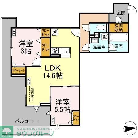 オルテンシア(2LDK/2階)の間取り写真