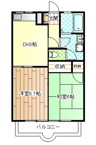 パシフィック宮島(2DK/1階)の間取り写真