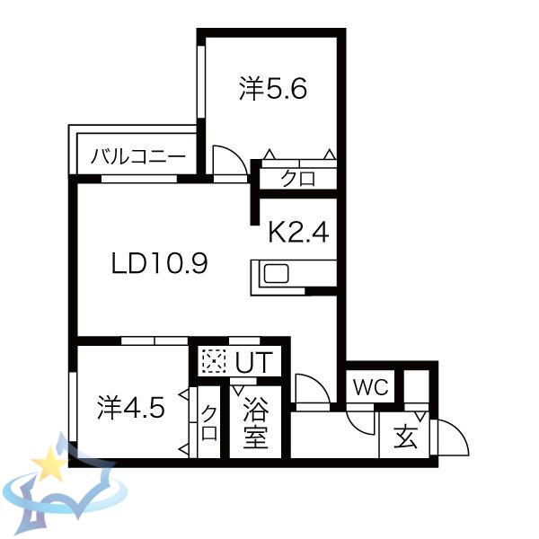 ブランシャール北3条通(2LDK/3階)の間取り写真
