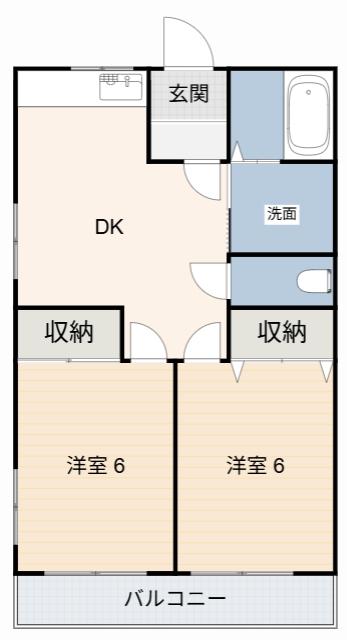 キャッスルパーク(2DK/2階)の間取り写真