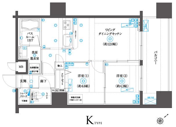 ZOOM横浜SQUARE(2LDK/6階)の間取り写真
