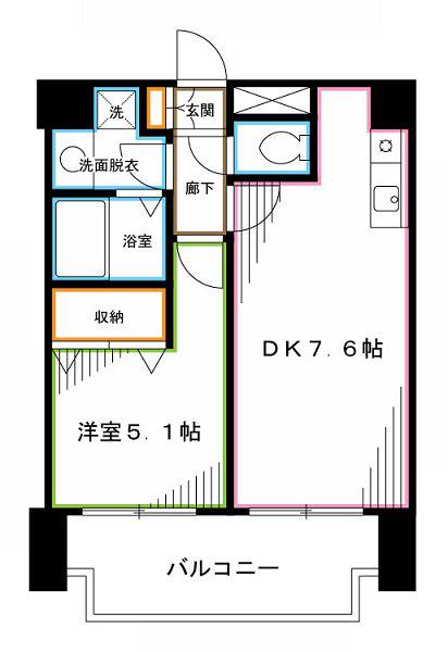 パークヒルズ落合(1DK/10階)の間取り写真