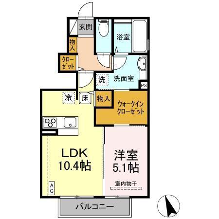 WITH D(1LDK/1階)の間取り写真