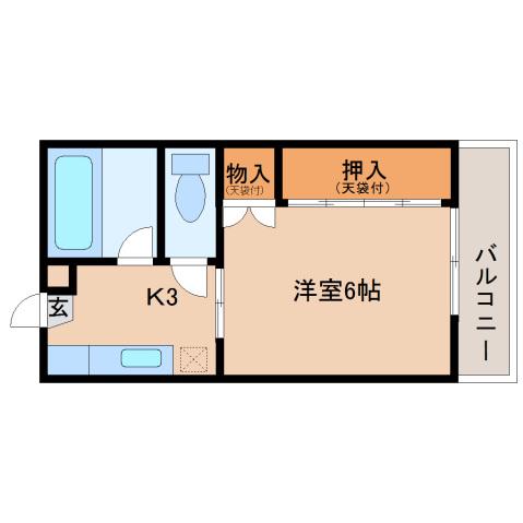コンフォート睡蓮(1K/1階)の間取り写真
