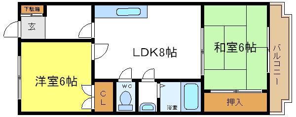 クイーンハイツ(2LDK/2階)の間取り写真