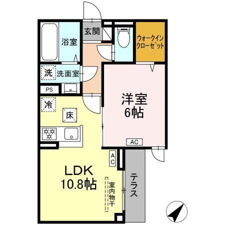 セレスティア南田中(1LDK/1階)の間取り写真