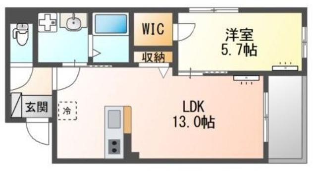 立川市一番町4丁目マンション(1LDK/1階)の間取り写真